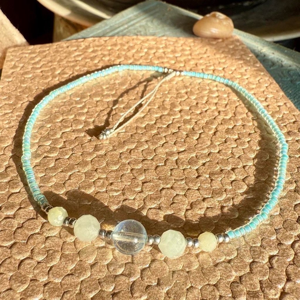 Aquamarine Beaded Anklet